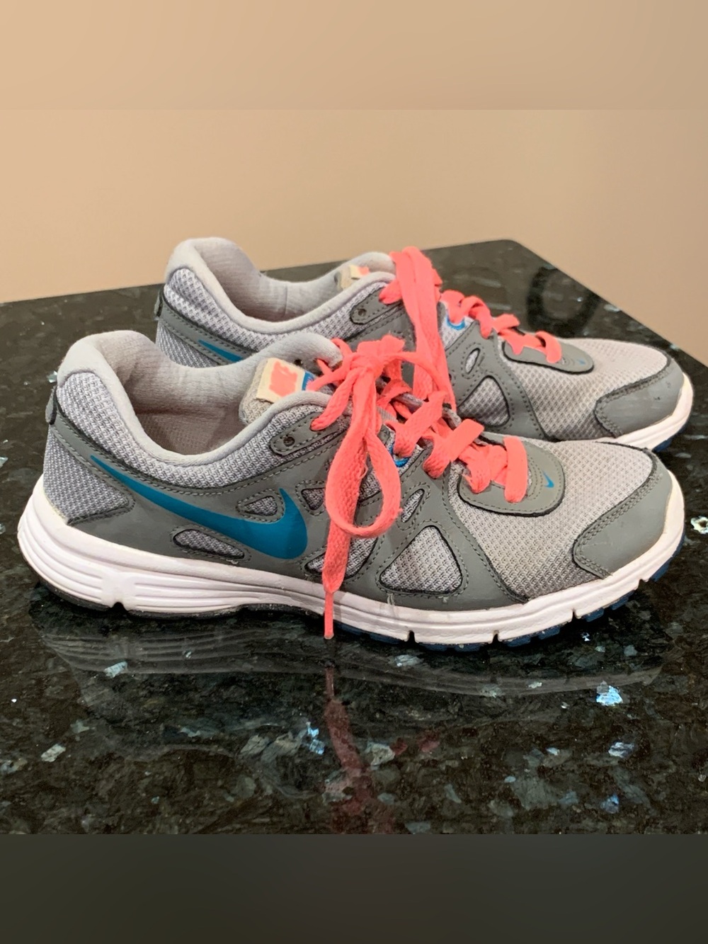 Nike Women’s Revolution 2 Running Shoes Size 7.5 – Gray/Teal/Pink – Freshly Wash